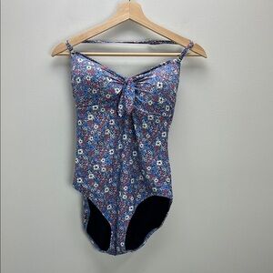 Gap Floral One Piece Swimsuit Retro Cut Out Back Large Summer Beach Bathing Suit